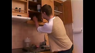 Blowjob, Brunette, Cum, Cumshot, Facial, Fingering, Fucking, Hardcore, Kitchen, Mature