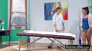 Babe, Blowjob, Doggystyle, Hardcore, Massage, Oil, Shaved, Table, Teen