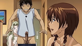 Teen, Cartoon, Threesome, Anime, Big boobs, Big cock, Blowjob, Censored, Cock, Extreme