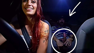 Blowjob, Car, Cum, Cum on tits, Cumshot, Flashing, Masturbation, Public, Public nudity, Raunchy