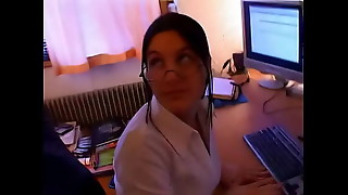 Big ass, Blowjob, Boots, Brunette, Cum, Cumshot, Facial, Fingering, Fucking, Glasses