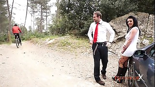 Big boobs, Big cock, Blowjob, Brunette, Car, Cock, Cowgirl, Cum, Cum on tits, Cumshot