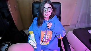 Blowjob, Cute, Dildo, Glasses, Lingerie, Masturbation, Pussy, Sex toys, Solo, Vibrator