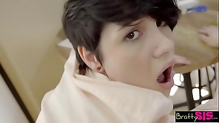 Small tits, Skinny, Bedroom, Big ass, Big boobs, Big cock, Cock, Cum, Cum on tits, Cumshot