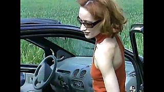 Anal, Glasses, Outdoor, Petite, Redhead, Skinny
