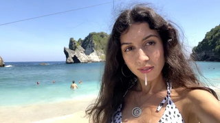 Beach, Blowjob, Brunette, Cum, Cumshot, Hottie, Outdoor, Pov, Public, Public nudity