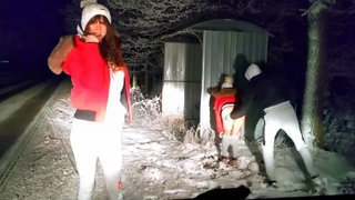 Blowjob, Brunette, Friend, Fucking, Hardcore, Husband, Outdoor, Public, Public nudity