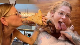 Nerd, Big ass, Blonde, Blowjob, Cum, Cumshot, Cute, Eating, Glasses, Italian