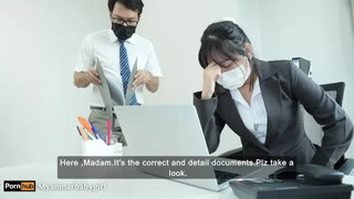 Asian, Babe, Cunnilingus, Fucking, Hardcore, Licking, Office, Pussy, Roleplay