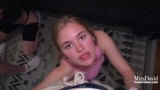 Big ass, Big boobs, Blonde, Blowjob, Car, Cum, Cum on tits, Cumshot, Foursome, Party