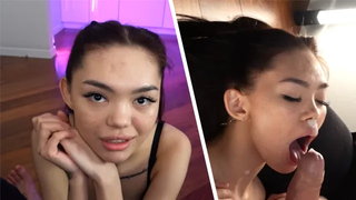 Asian, Big cock, Blowjob, Cock, Humiliation, Massive, Orgasm, Pov, Tattoo