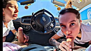 Babe, Blowjob, Brunette, Deepthroat, Outdoor, Pov, Public, Public nudity, Russian
