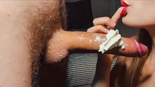 Babe, Big cock, Blowjob, Close-up, Cock, Cum, Cum in mouth, Cumshot, Handjob, Mouth