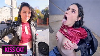 Public, Outdoor, Babe, Blowjob, Brunette, Cum, Cum on tits, Cumshot, Fucking, Hardcore