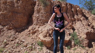 Brunette, Cum, Cumshot, Masturbation, Outdoor, Public, Public nudity, Sex toys, Solo