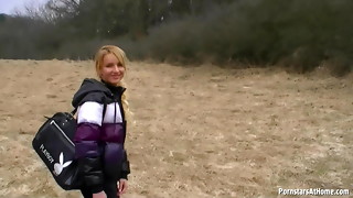 Blonde, Blowjob, Cfnm, Cum, Cumshot, Facial, Nude, Outdoor, Pov, Public