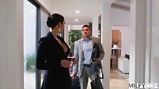 Ass licking, Balls, Blowjob, Boss, Brunette, Bush, Cowgirl, Cum, Cum on tits, Cumshot