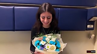 Money, Train, Teen, Casting, Public, Cum, 18yo, Beautiful, Blowjob, Cumshot