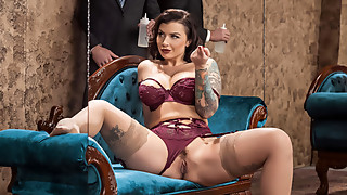 Stockings, Heels, Piercing, Big ass, Big boobs, Brazzers, Brunette, High heels, Lingerie, Milf