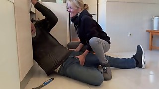 Plumber, European, Amateur, Big cock, Blonde, Blowjob, Cum, Cumshot, Deepthroat, Homemade