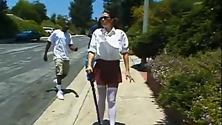Interracial, Pigtails, Blindfold, Bitch, Double penetration, Mouth, Anal, Ass to mouth, Big ass, Big cock