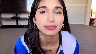 Beautiful, Blowjob, Cheerleader, Cock, Cum, Cum in mouth, Cum on tits, Cumshot, Eating, Handjob