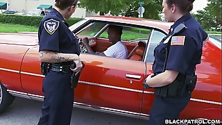 Uniform, Police, Bbc, Big cock, Black and ebony, Blowjob, Cock, Group sex, Interracial, Public